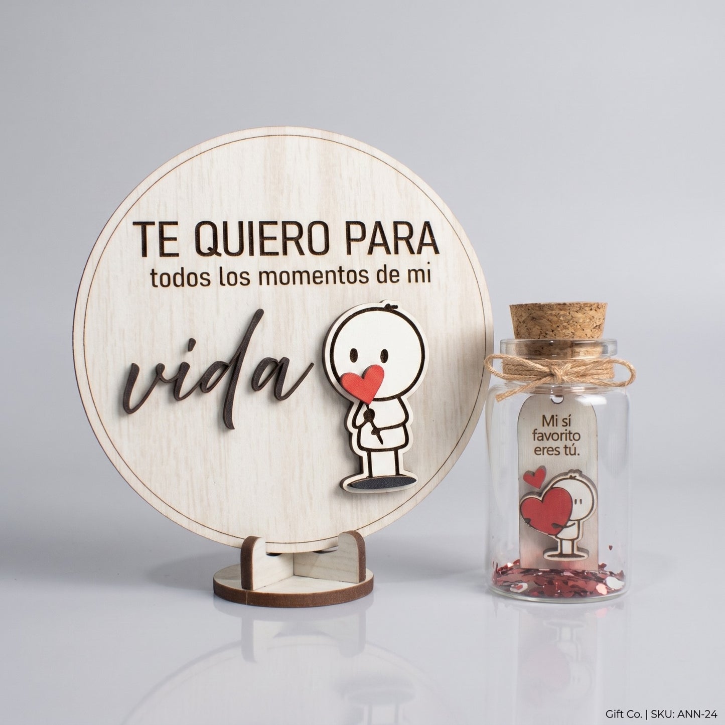 Placa de Madera con Botellita "Te Quiero Para Toda la Vida"