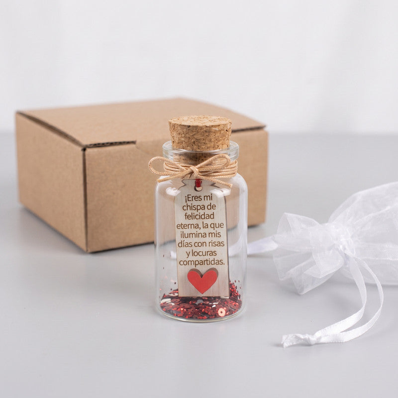 Mini Botellita de Amor "Eres Mi Chispa de Felicidad" - Regalo Enamorados