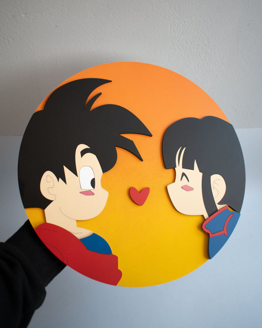 Cuadro Personalizado de Goku y Milk en MDF