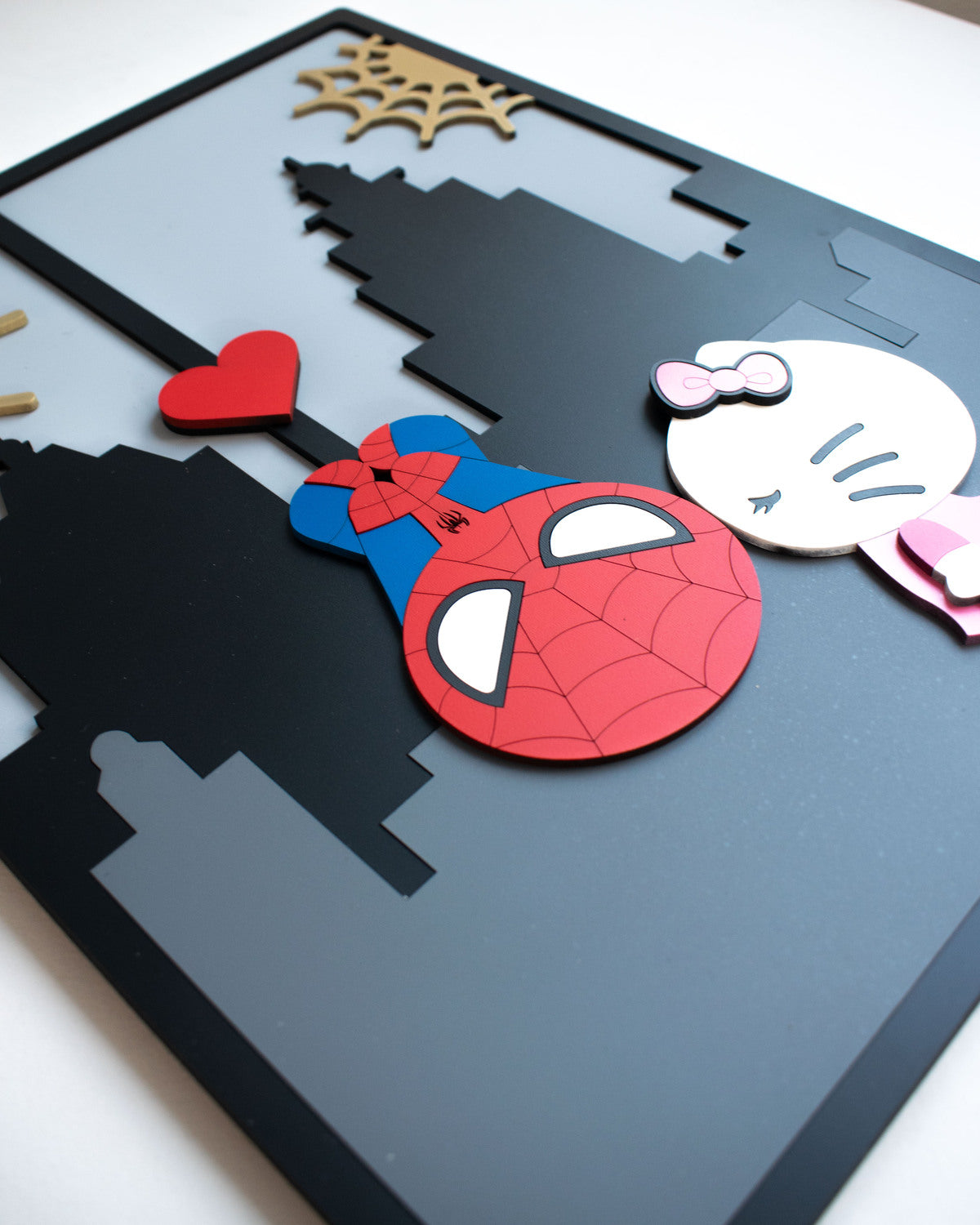 Cuadro Personalizado de Spiderman Bebé y Hello Kitty en MDF