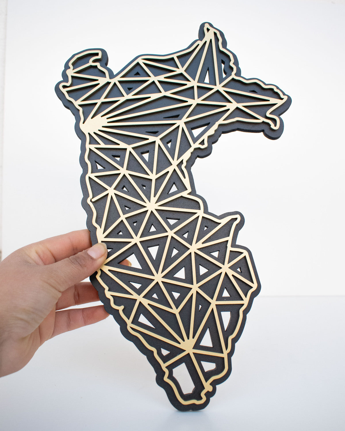 Cuadro Mapa del Perú negro y dorado en madera MDF