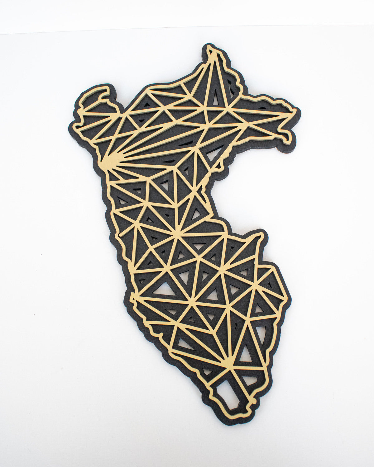 Cuadro Mapa del Perú negro y dorado en madera MDF