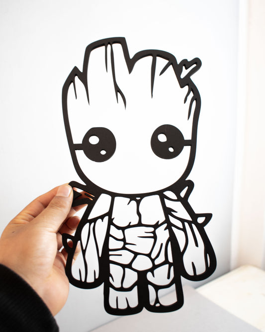 Decoración "I’m Groot" en MDF Negro