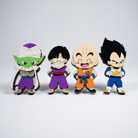 Pack de 4 Imanes 3D Goku Niño y Esfera del Dragón en Madera MDF