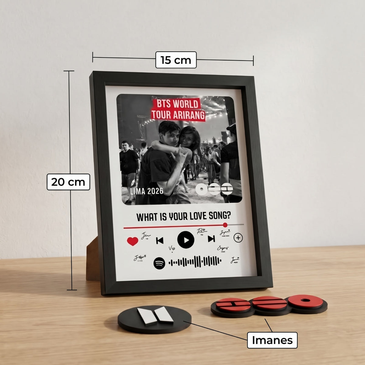 Cuadro Personalizado con Foto y Código Escaneable | Edición BTS Conmemorativa + 2 Imanes 3D