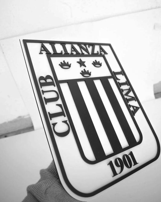 Cuadro Logo Alianza Lima con fondo blanco y relieve 20x30cm