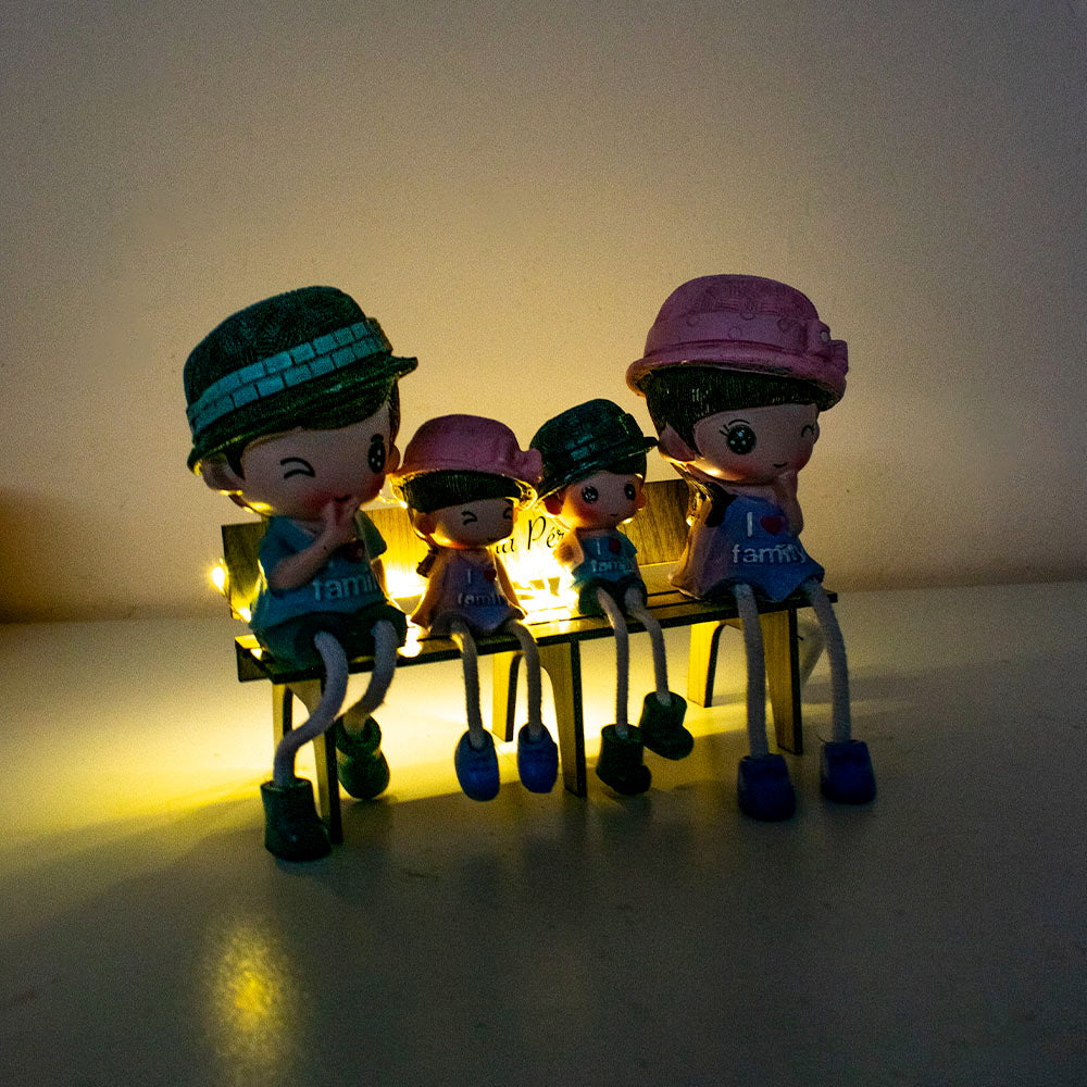Figura Decorativa Familia en Banco de MDF Personalizable - Adorno Hogar