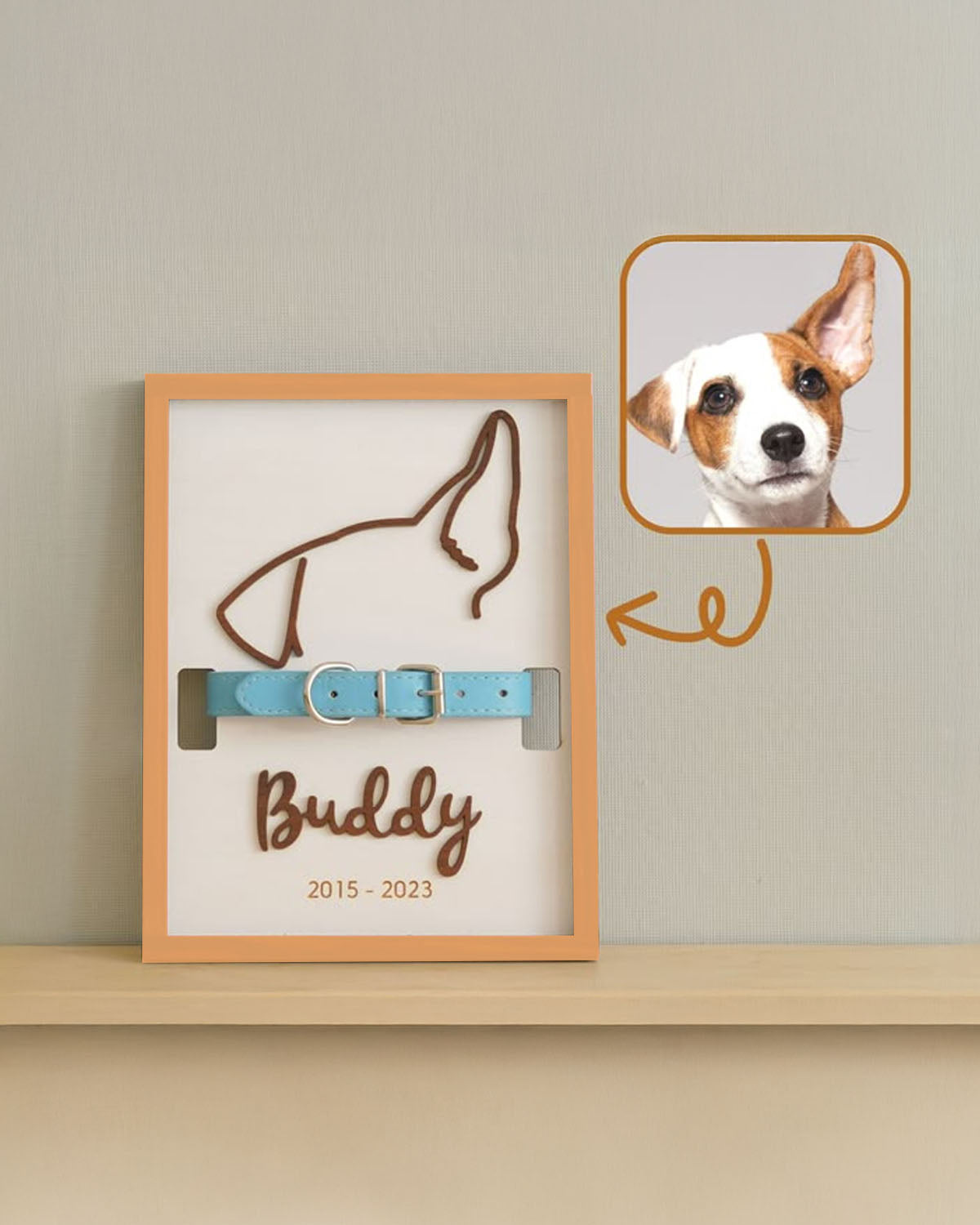 Cuadro personalizado para lucir el collar de tu mascota 20x30cm