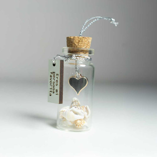 Mini botella con nota grabado y corazón dark
