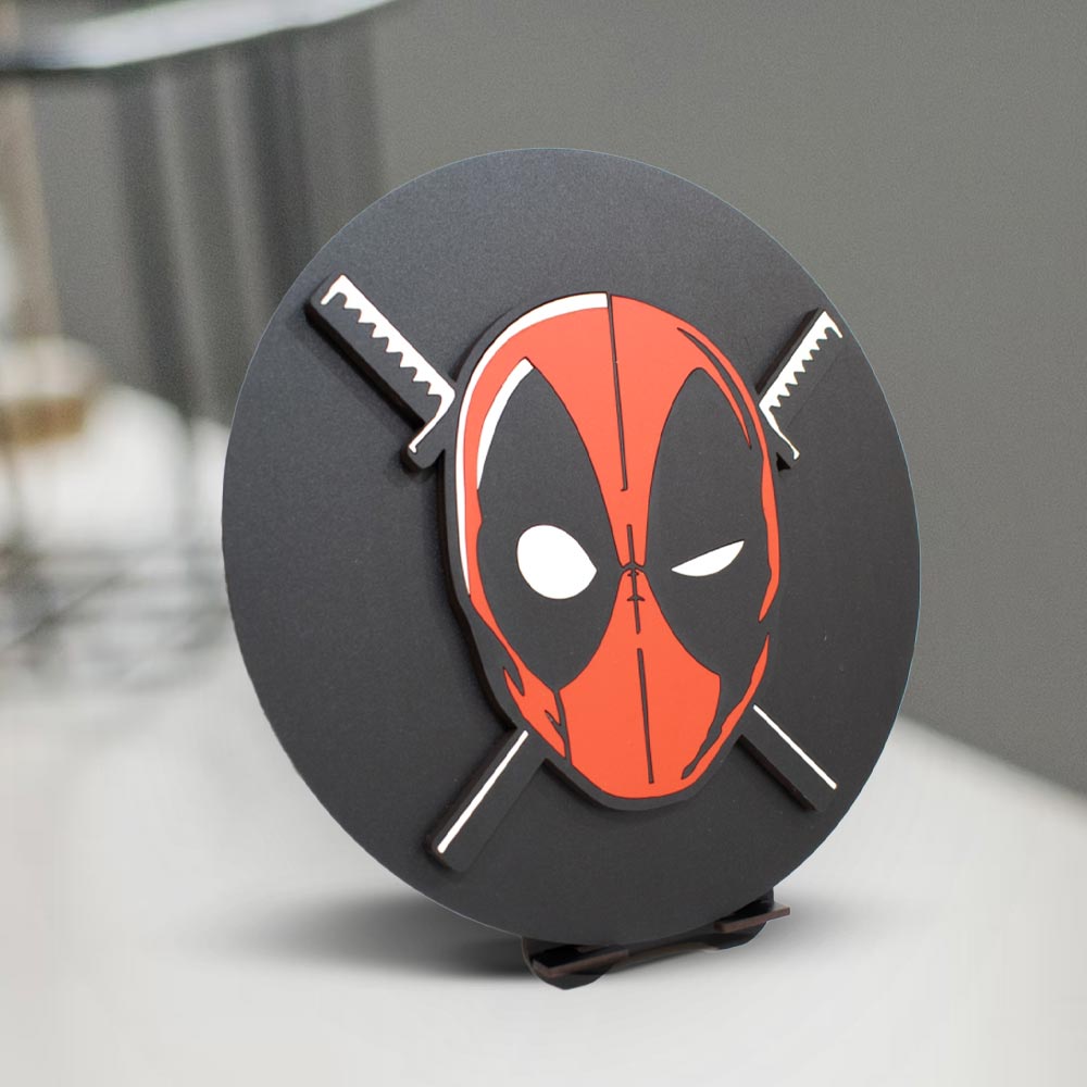 Cuadro circular MDF 25x25cm DeadPool con relieve