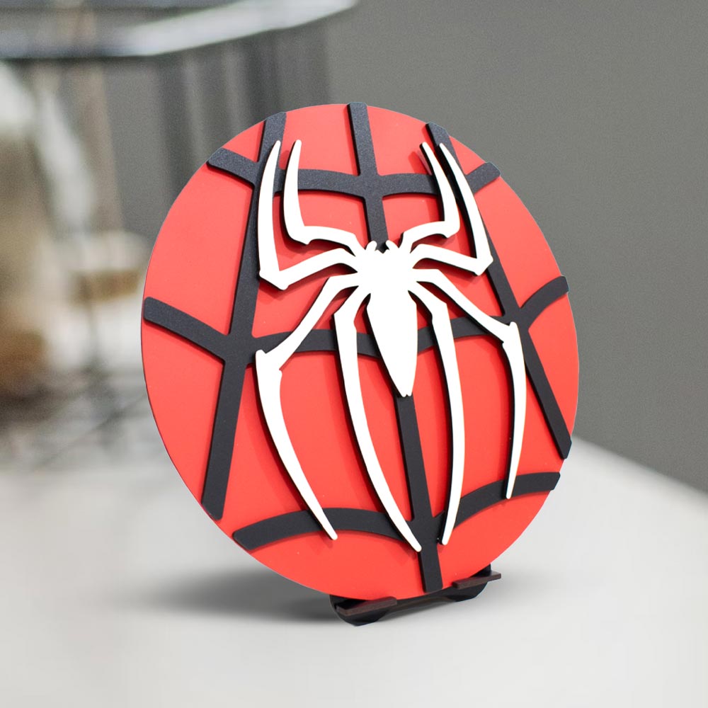 Cuadro circular MDF 25x25cm logo spiderman en relieve