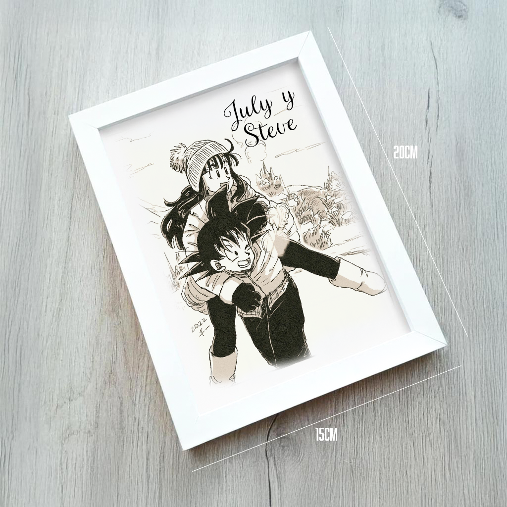 Cuadro personalizado Goku y Milk con nombres 15x20cm