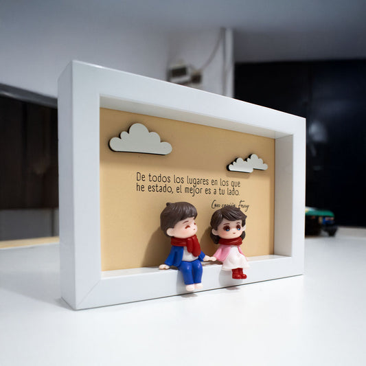 Cuadro 10x15cm con Figuras de Pareja | Personalizado con Frase