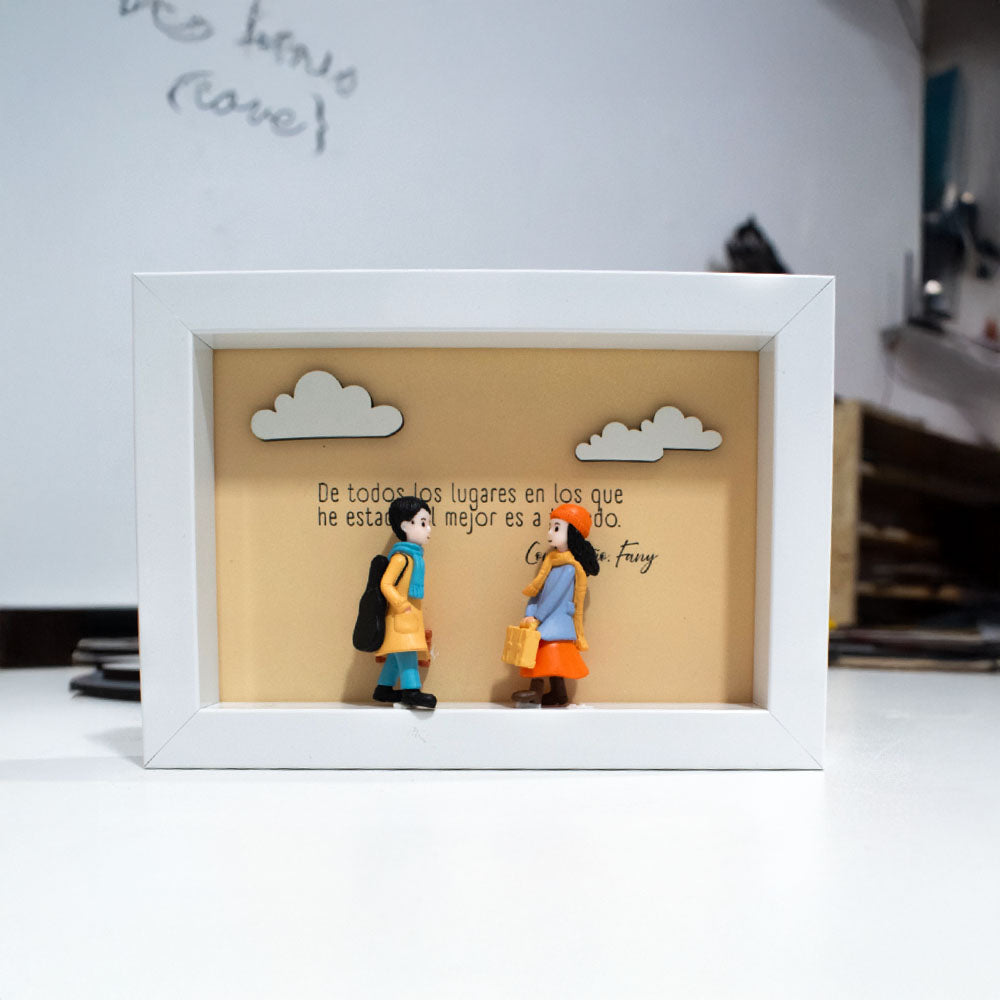 Cuadro para Parejas 10x15cm con Figuras 3D | Personalizado y Tierno