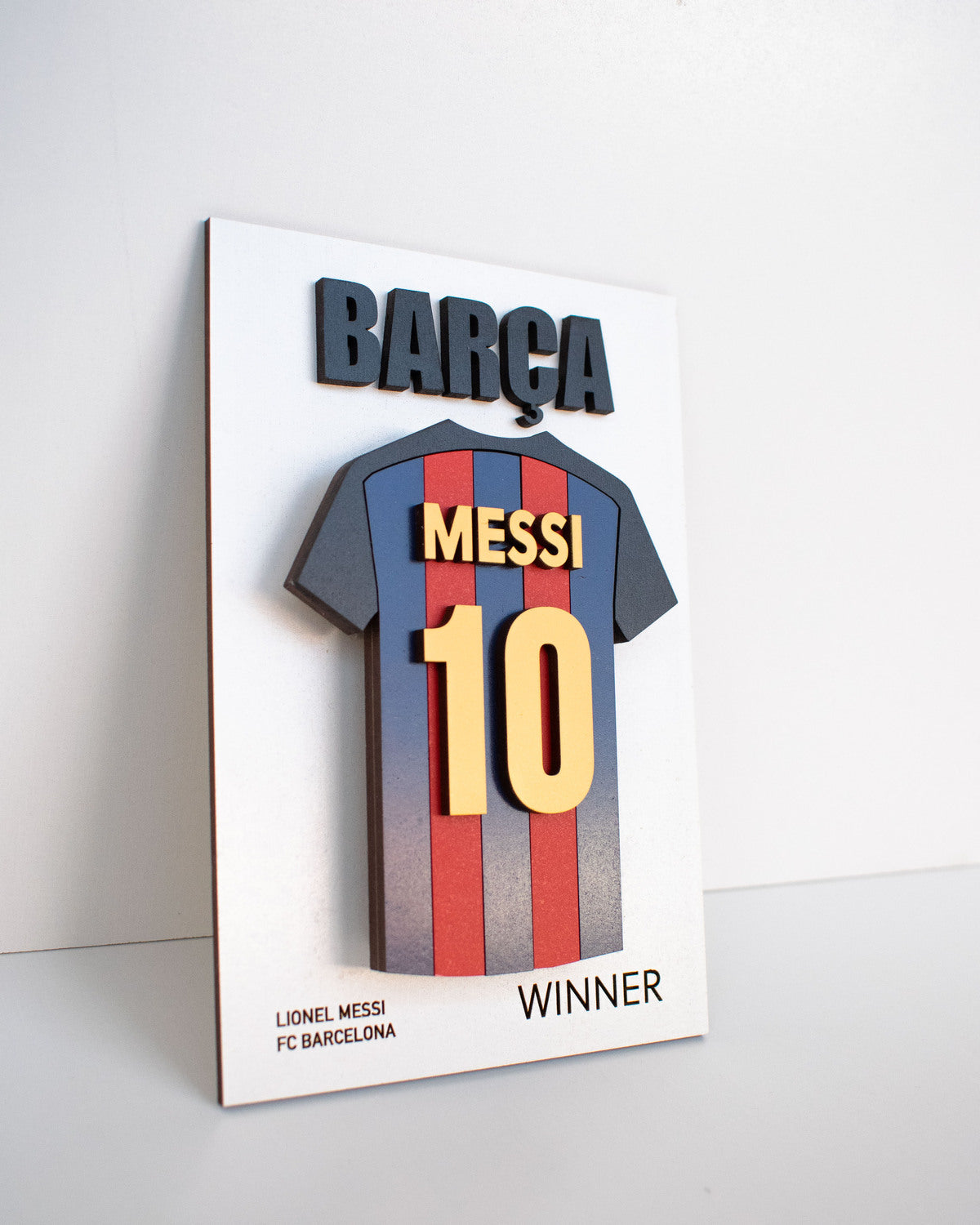 Cuadro madera MDF de Camiseta de Messi Barcelona