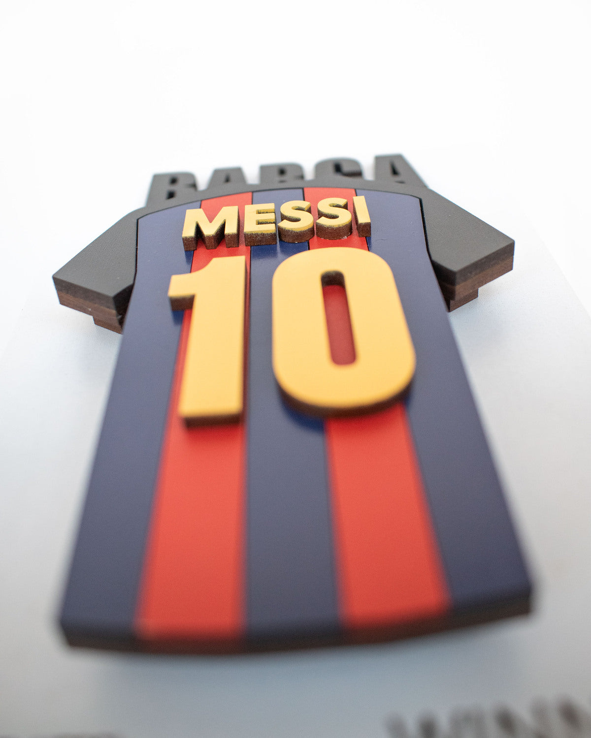 Cuadro madera MDF de Camiseta de Messi Barcelona