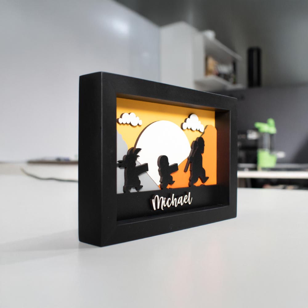 Cuadro decorativo con Goku, Krilin y Roshi en relieve 3D