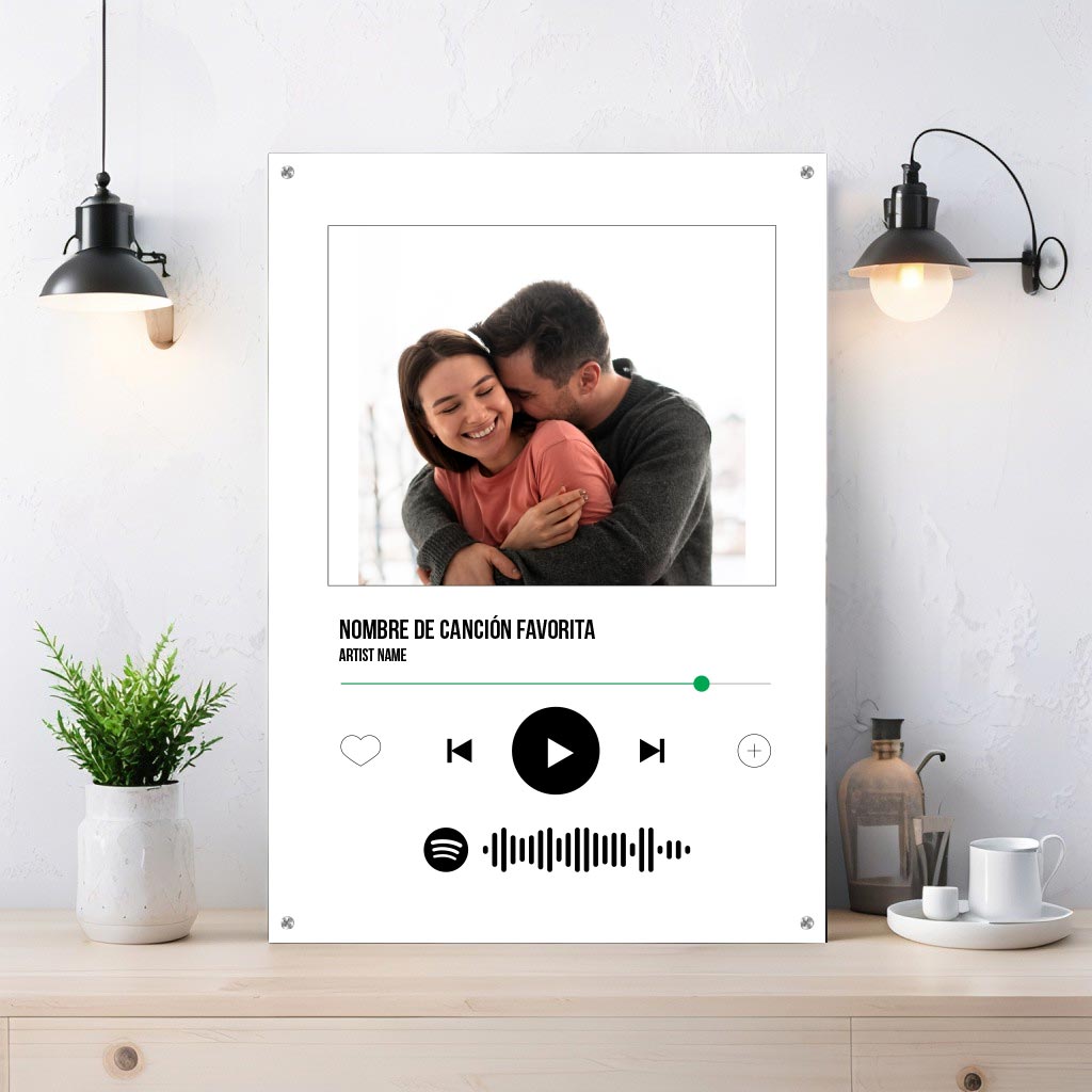Cuadro personalizado para pareja estilo música | Acrílico tamaño A4