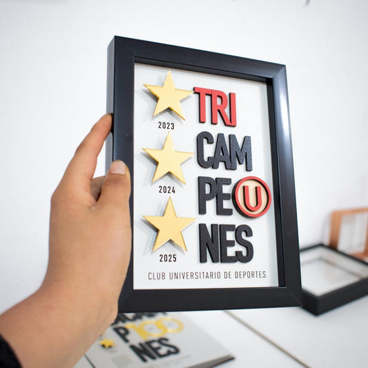 Cuadro tri campeón Universitario 15x20cm sin vidrio