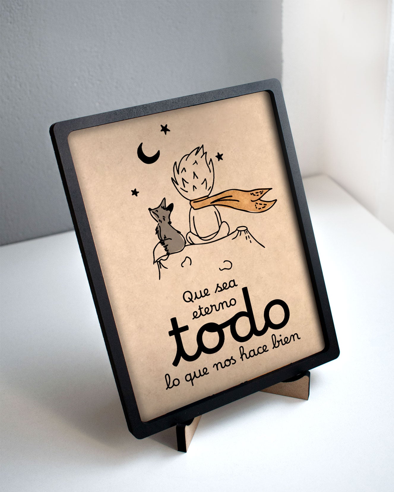 Cuadro del Principito y el Zorro en MDF para Escritorio - Diseño Encantador