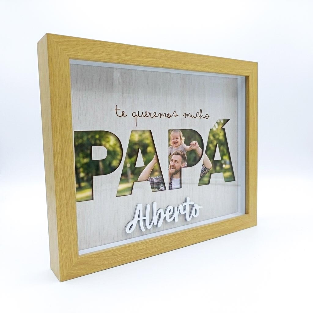Shadowbox 3D con nombre personalizado para Papá