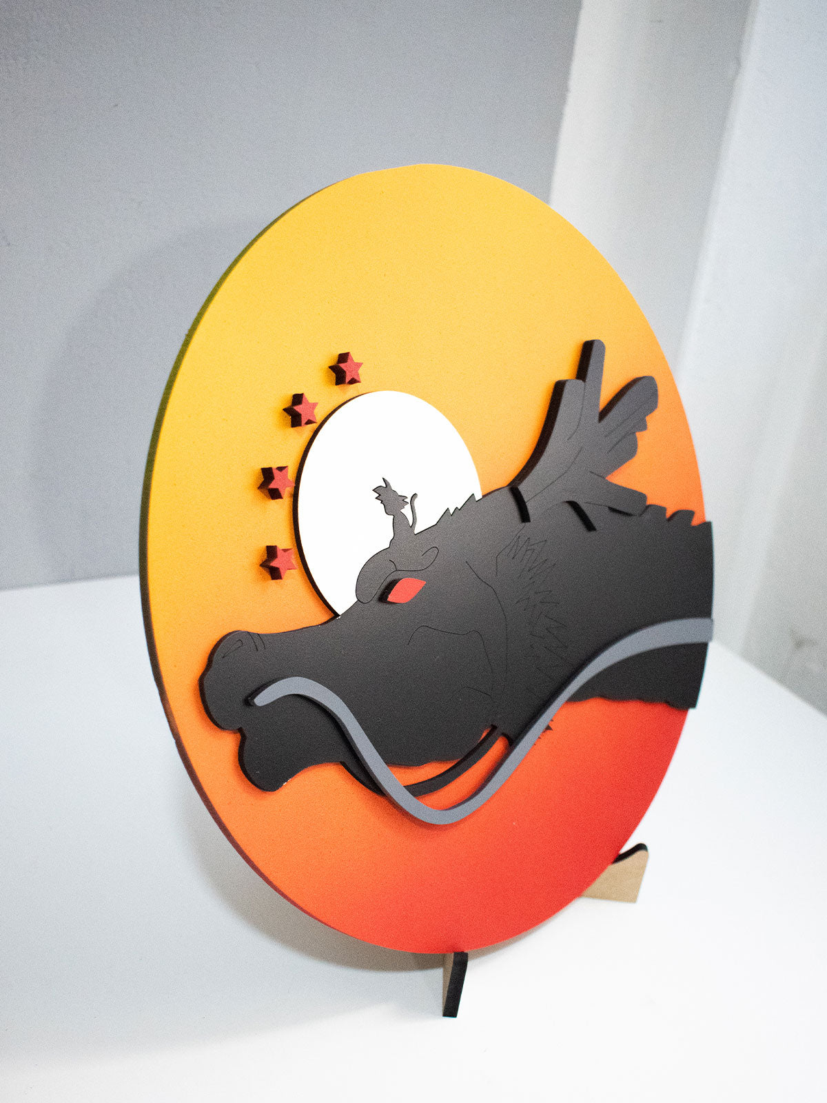 Cuadro Circular de Goku con Shenlong a Colores - Decoración Anime Dragon Ball 30x30cm