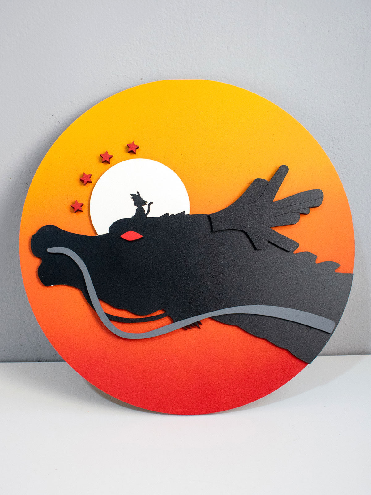 Cuadro Circular de Goku con Shenlong a Colores - Decoración Anime Dragon Ball 30x30cm