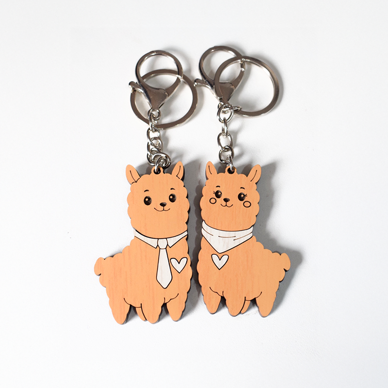 Llavero MDF Alpaca Peruana Pareja enamorada