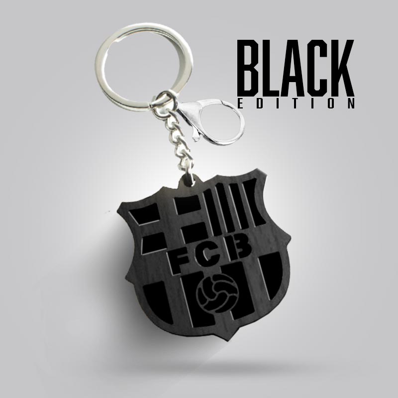 Llavero escudo FC Barcelona Black Edition madera Negro