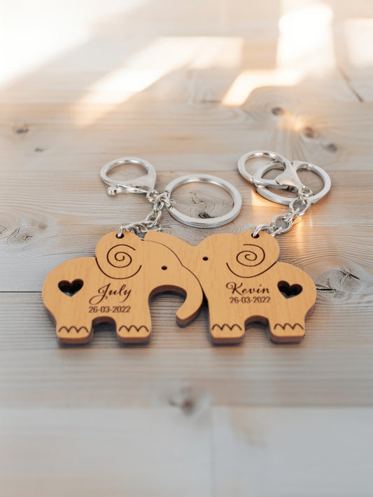 Llavero personalizada para pareja elefantes enamorados pack x 2