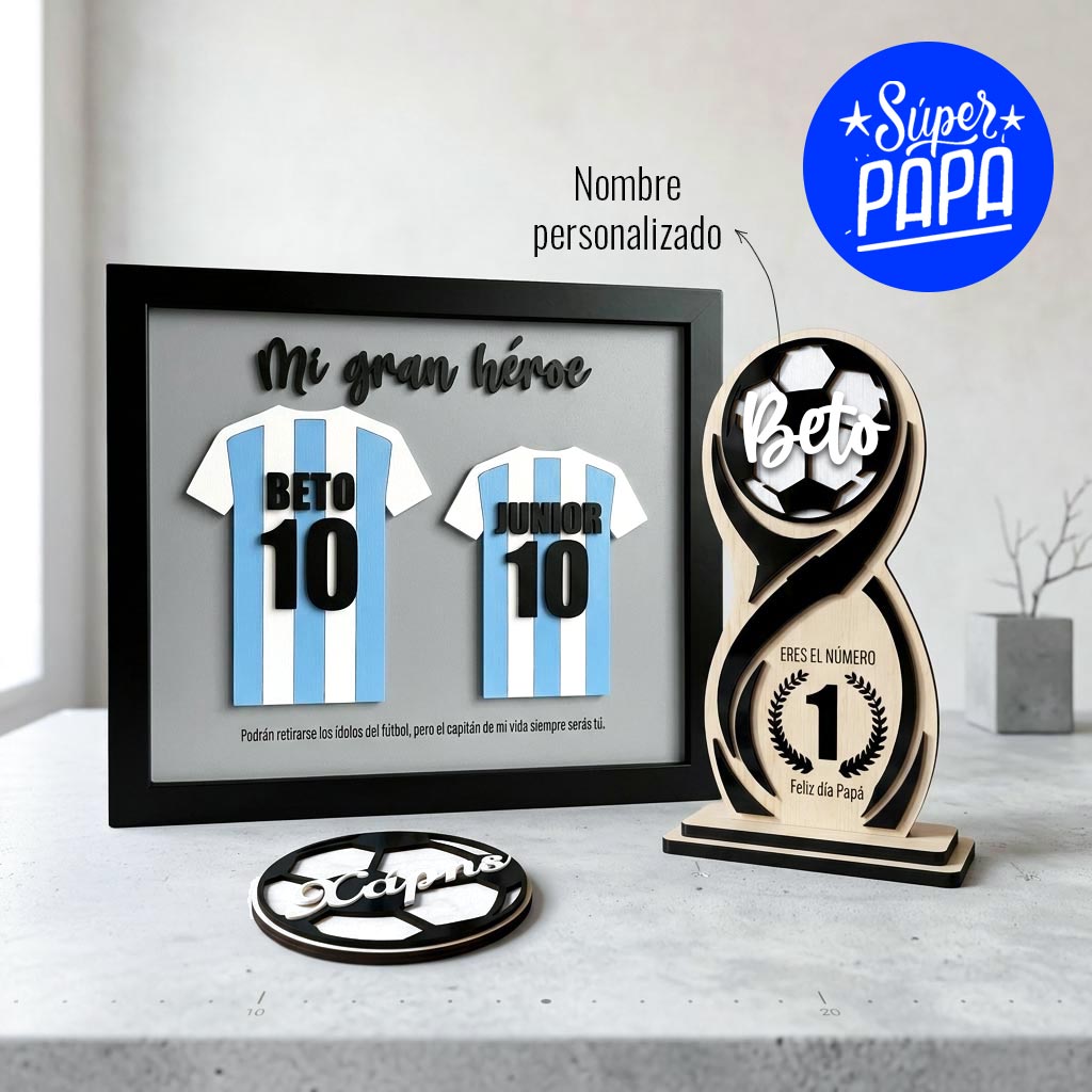 Camiseta Papá e Hijo personalizado + Trofeo