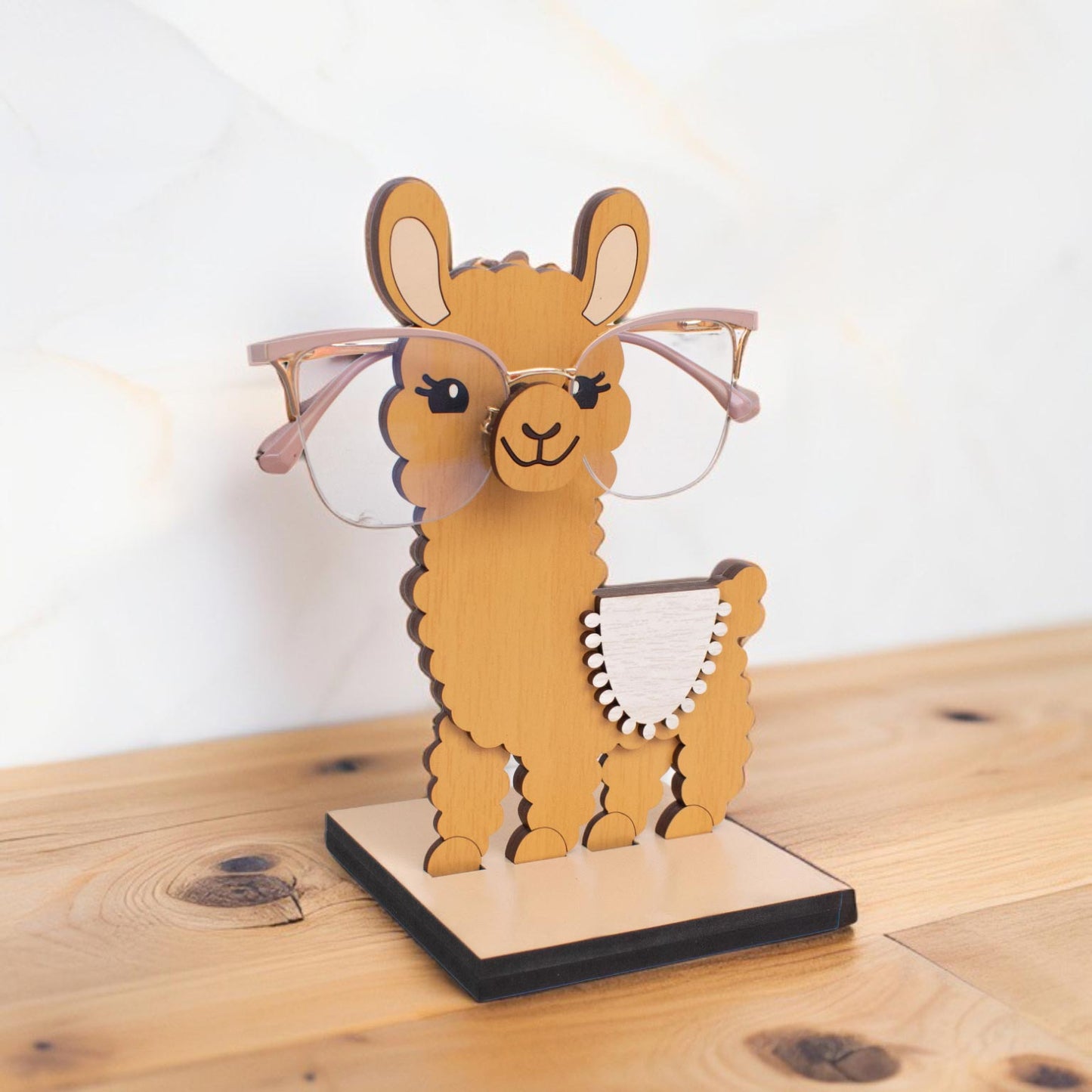 Soporte para lentes de Madera MDF con Diseño de Alpaca Peruana