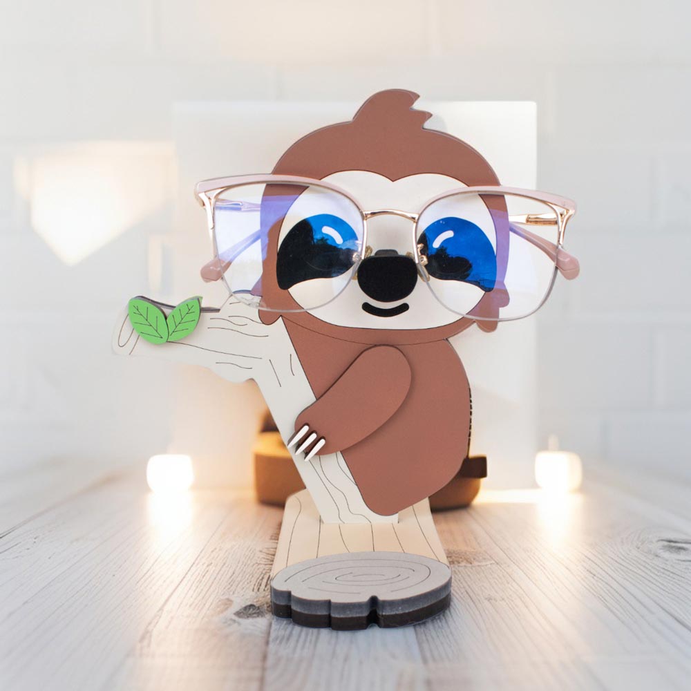 Soporte para lentes de Madera MDF con Diseño de Oso Perezoso