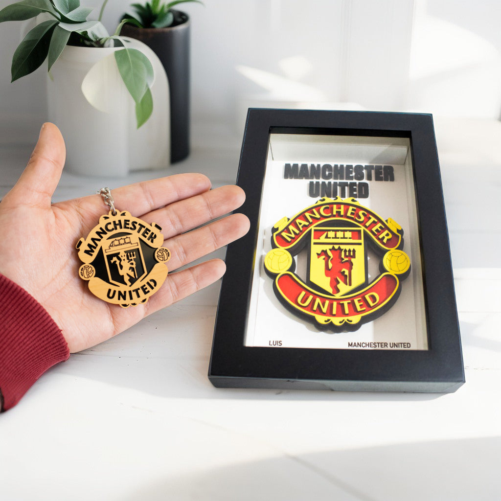 Shadowbox 3D con escudo de Manchester United 12x17cm
