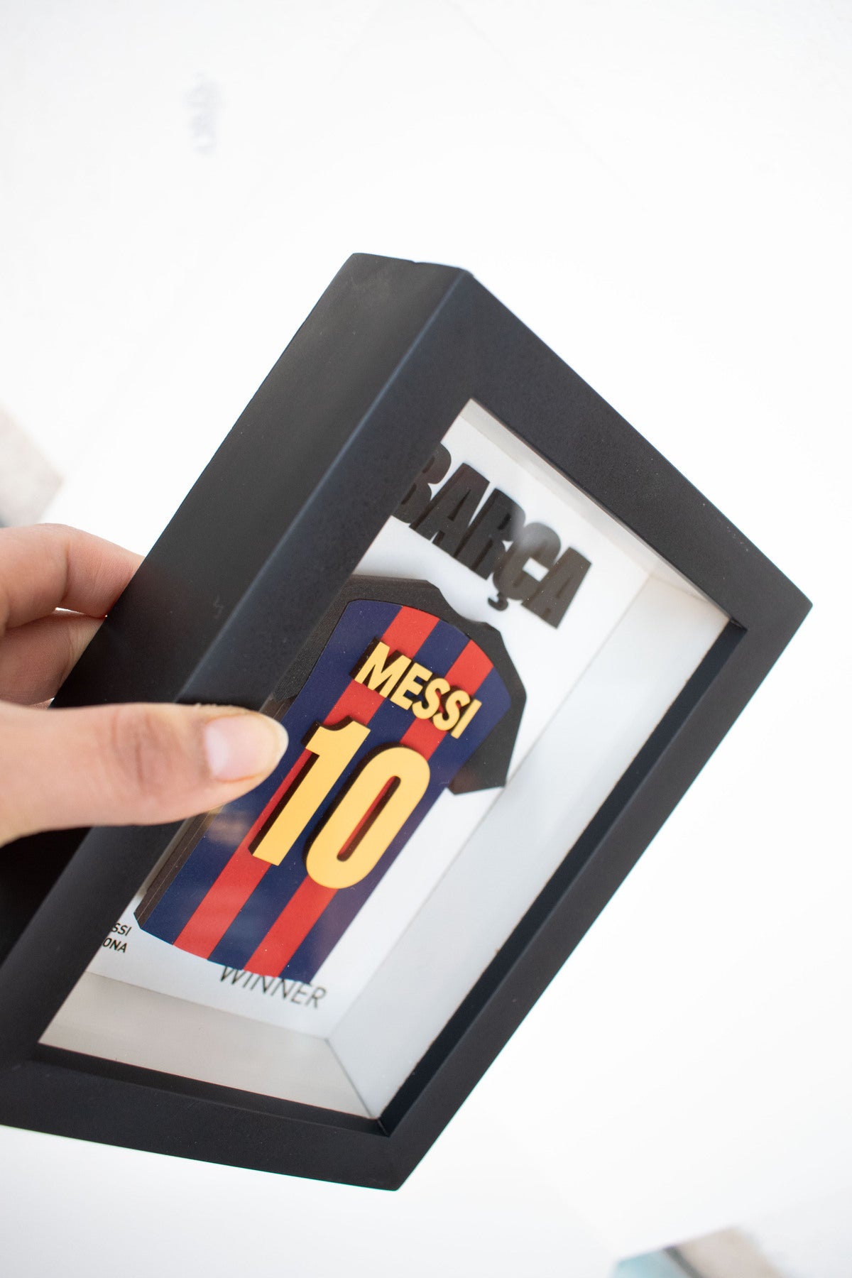 Shadow Box 3D Camiseta de Messi Barcelona 10x15cm