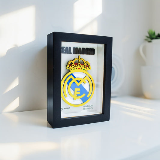 Shadowbox 3D Decorativo con Escudo de Real Madrid 12x17cm