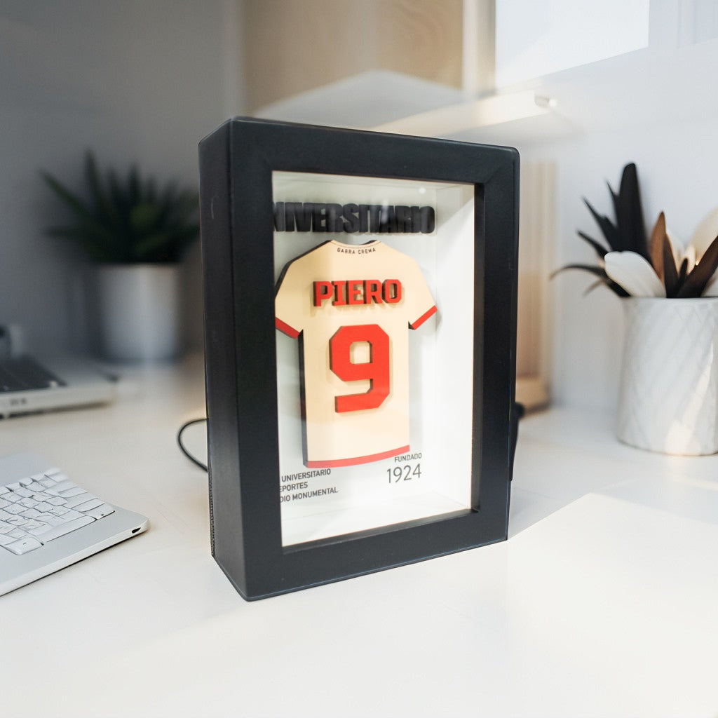 Shadowbox 3D con Camiseta de Universitario Personalizado 12x17cm