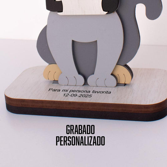 Soporte para lentes madera MDF con diseño de Gatito