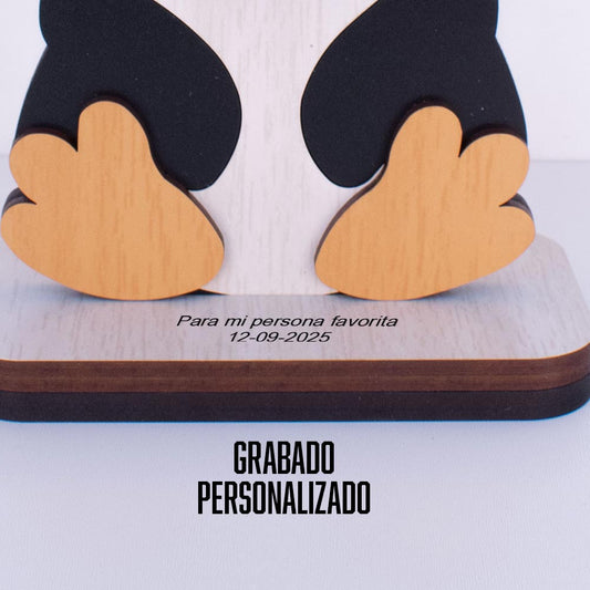 Soporte para lentes madera MDF con diseño de Pingüino