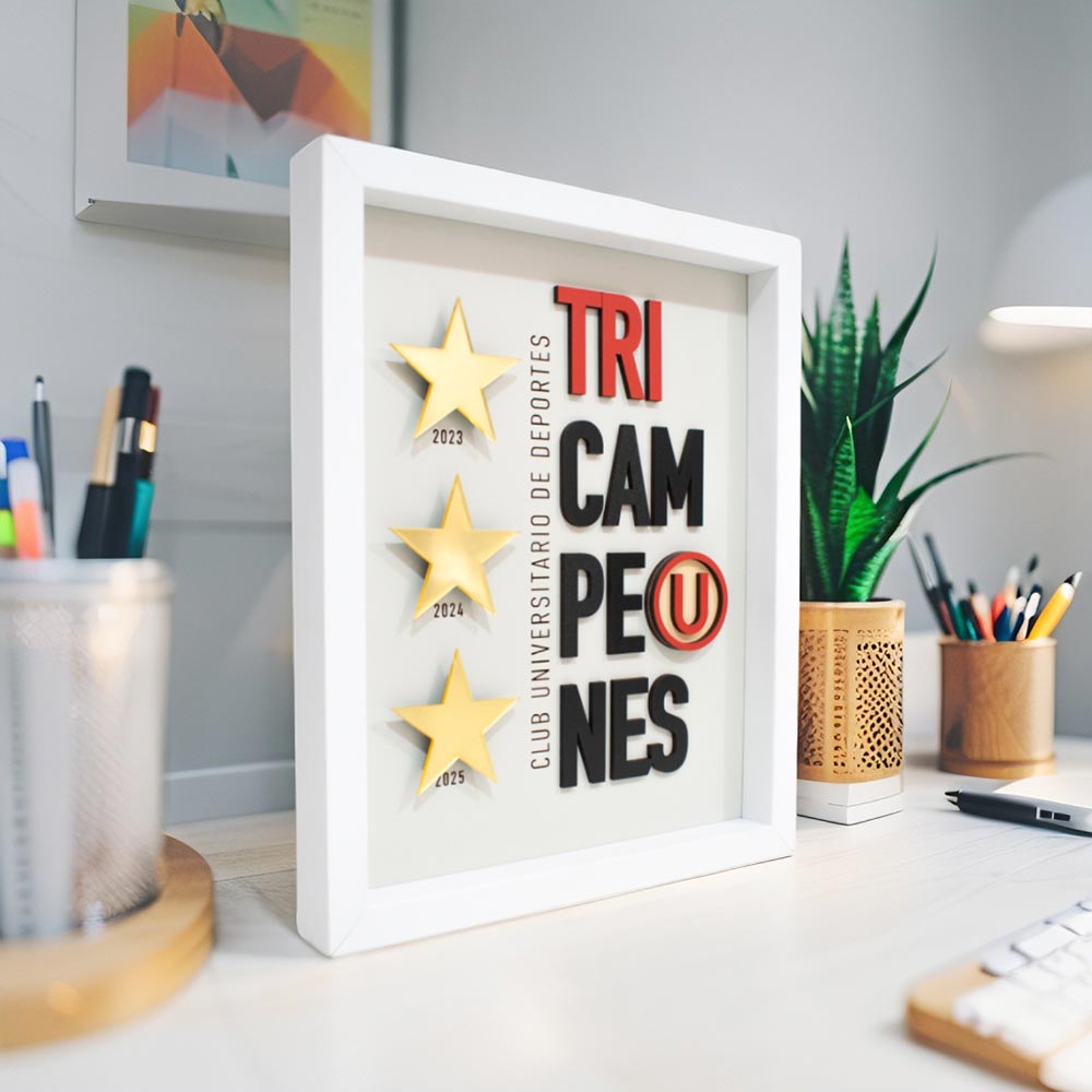 Cuadro tri campeón 23-24-25 Universitario 20x25cm sin vidrio