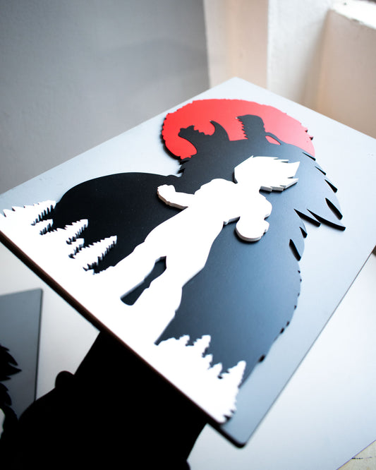 Cuadro de Vegeta SSJ4 y Osaru con Luna Llena - Decoración para Fans