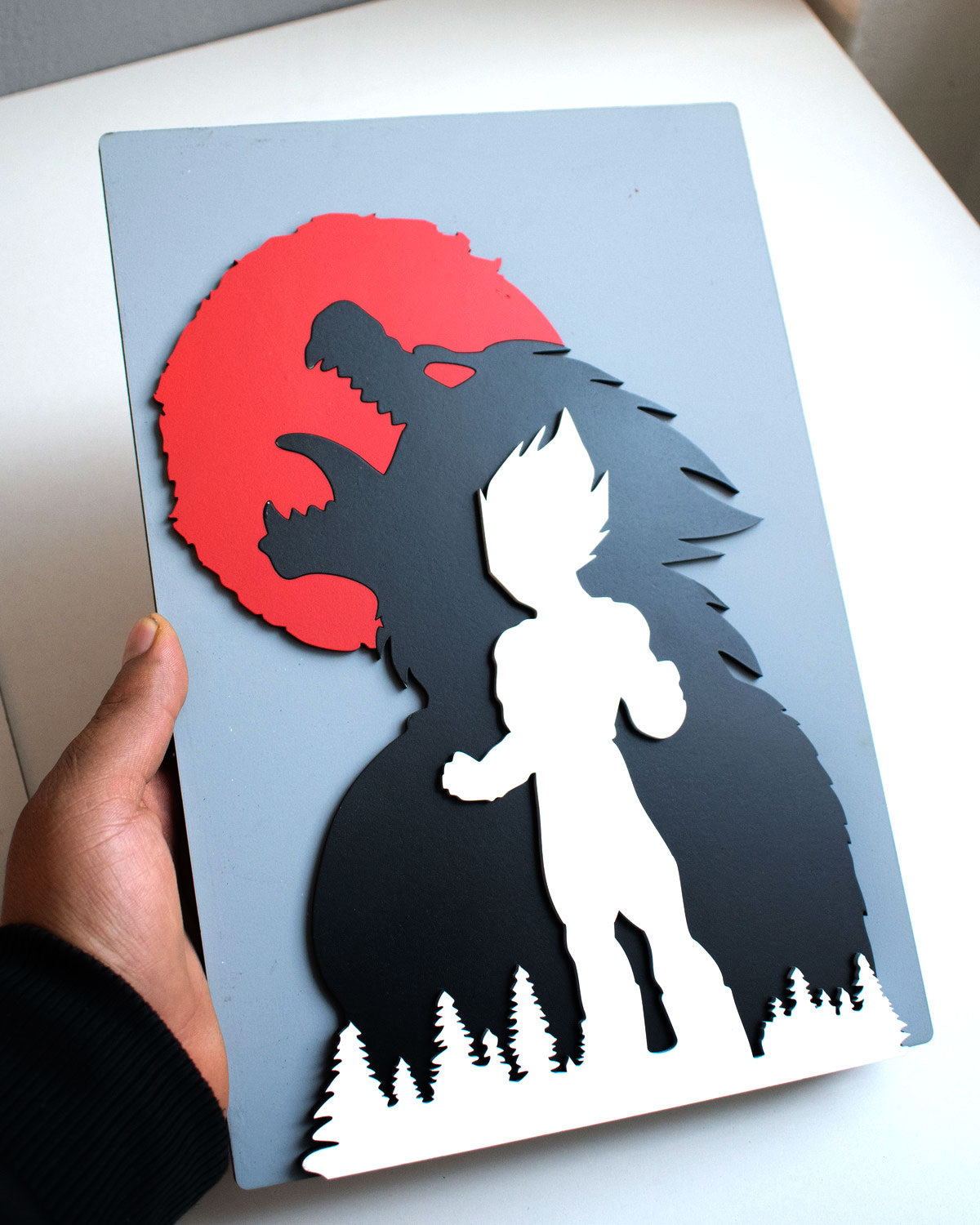 Cuadro de Vegeta SSJ4 y Osaru con Luna Llena - Decoración para Fans
