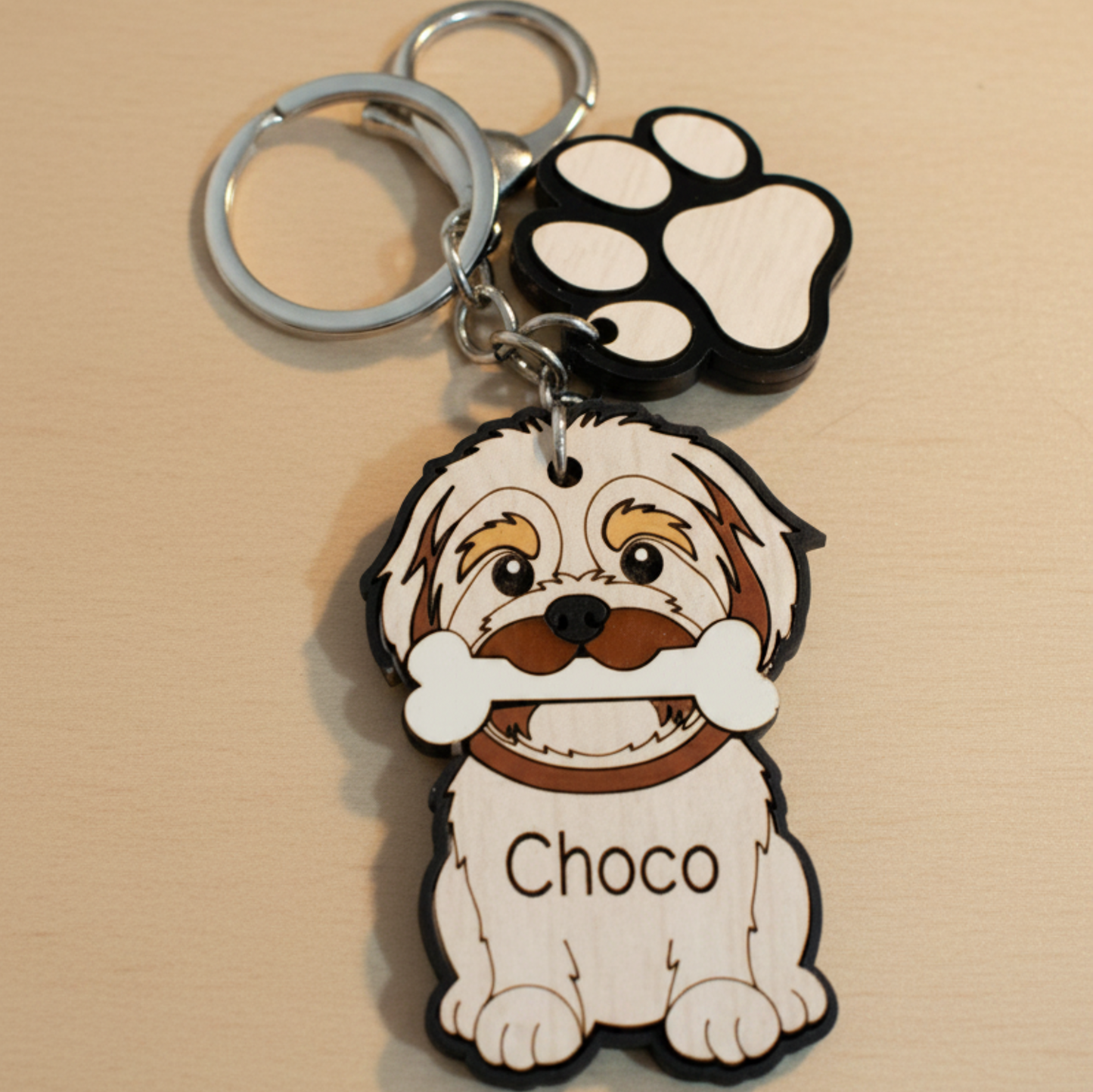 Llavero mascota con nombre grabado