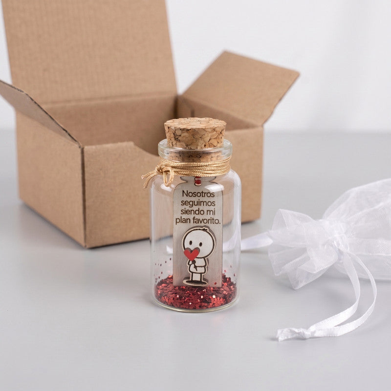 Mini Botellita Romántica "Mi Plan Favorito Eres Tú" - Regalo Pareja