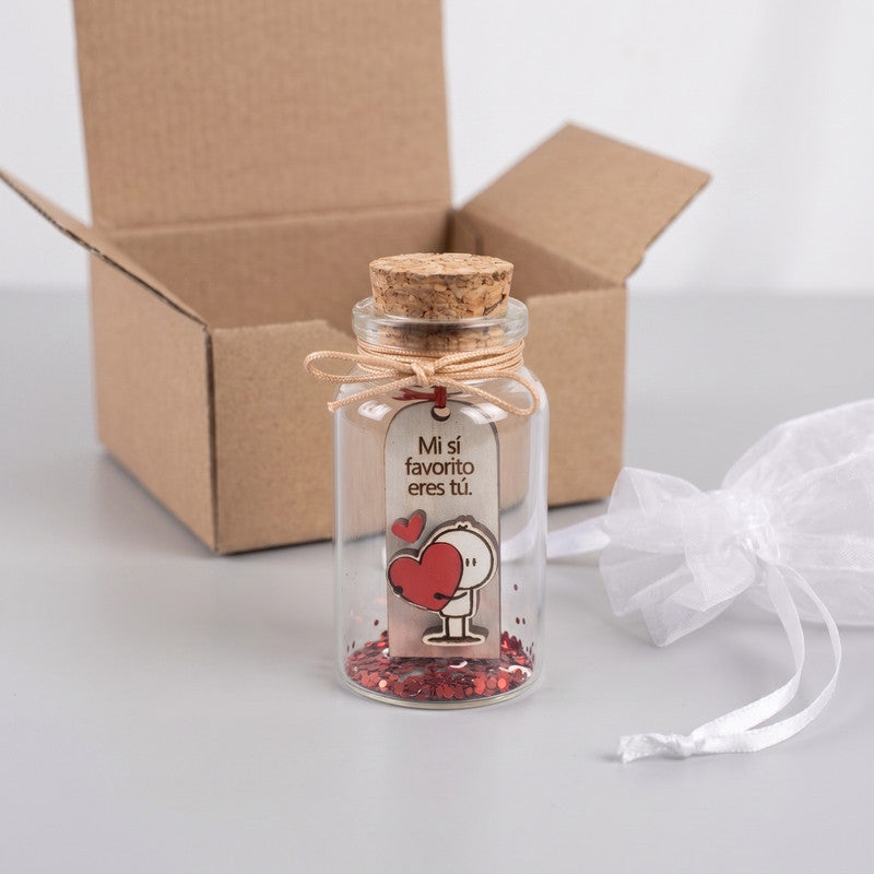 Mini Botellita Romántica "Mi Sí Favorito Eres Tú" - Regalo Aniversario