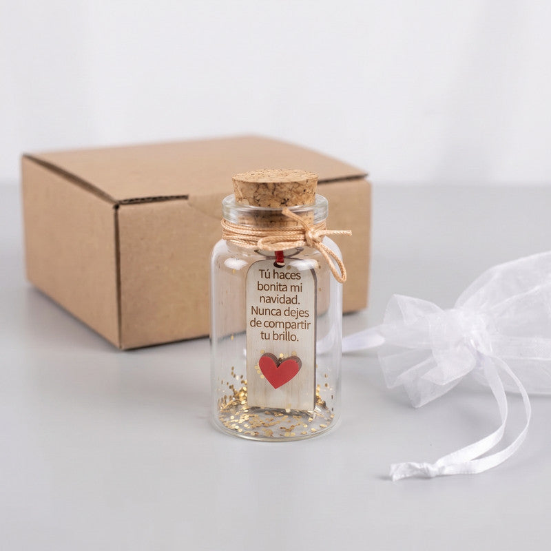 Mini Botellita Navideña con Mensaje - Detalle de Navidad