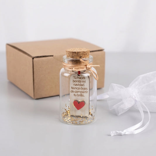Mini Botellita Navideña con Mensaje - Detalle de Navidad