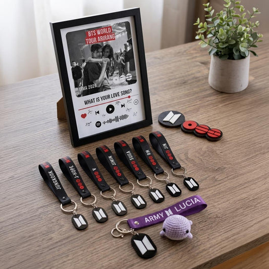 Cuadro 3D BTS Conmemorativo + Llaveros Coleccionables + Imanes | Personalizado