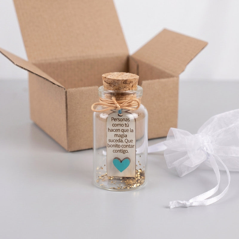Mini Botellita con Mensaje "Personas Como Tú Hacen Magia" - Regalo Especial