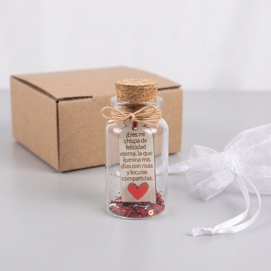 Mini Botellita de Amor "Eres Mi Chispa de Felicidad" - Regalo Enamorados